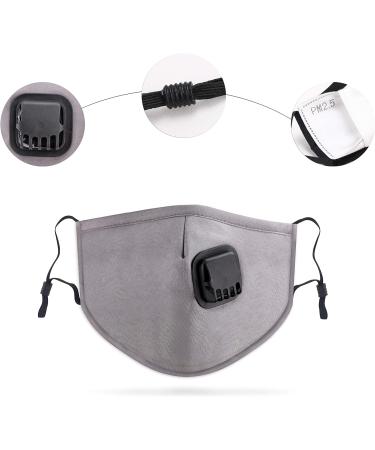 5 Layer Breathable Cotton Face Mask with Filter Reusable Black Face Masks Washable Uk with Adjustable Ear Straps Nose Wire & Replaceable Filters for Unisex Grey 2 - Buy Online on GoSupps.com