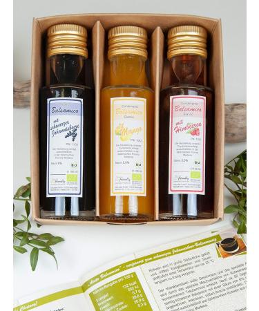 Direct & Friendly Organic Gift Set: Tasting Set of 3x100ml Organic Balsamic Vinegars - Mango Currant Raspberry - Perfect for Gifting & Gourmet Cooking - Buy Online on GoSupps.com