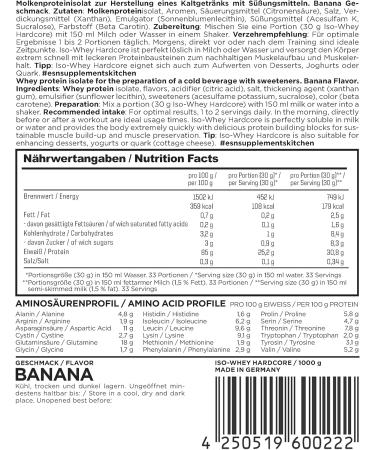 Buy ESN IsoWhey Hardcore 2 x 1000g Banana Pouch + Free ESN Shaker | International Shipping - Buy Online on GoSupps.com