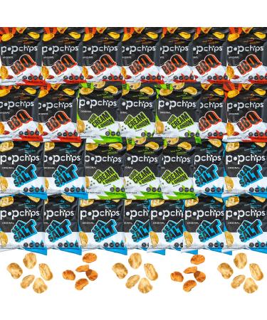 PopChips Variety Pack Sea Salt BBQ Sour Cream & Onion 0.8 Oz. Bags 28 Count Packaged By Bools Perfect at Work Lunch or Enjoy at Home! Great for Trips Parties School Holidays and Care Packages.