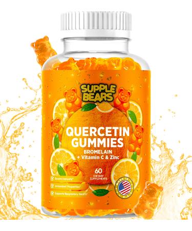 Supplebears Quercetin with Bromelain Gummies - Vitamin C + Zinc & Vitamin D3  Extra Strength Immune Support Booster - 60 Quercetin Gummies - Made in The USA