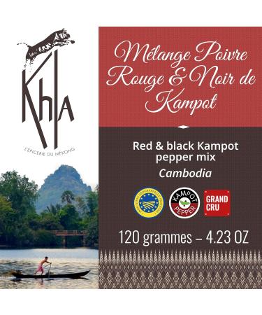 Khla - Organic Kampot Black & Red Pepper Blend - Pepper Tube Grains 120g - Limited production - Asian spice - Cambodia origin - Buy Online on GoSupps.com