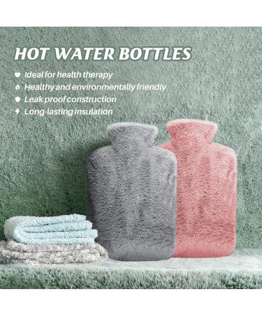 Cooyou 2L Hot Water Bottle with Fluffy Cover - Hot & Cold Compress for Pain Relief - Grey - Buy Online on GoSupps.com