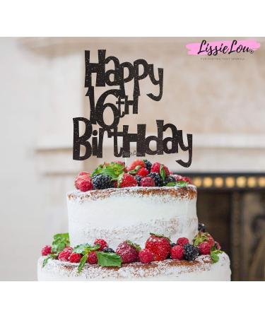 Happy 16th Birthday Fun Style Cake Topper (Made in UK) - Black - Buy Online on GoSupps.com