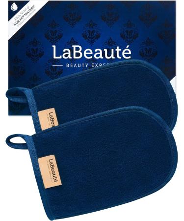LaBeaut Makeup Remover Glove (2 pieces) Facial Cleaning Cloth Spa Microfiber Wash Mitt Washable and Reusable (20x13 cm navy-blue) - Buy Online on GoSupps.com