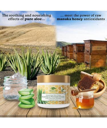 Manuka Honey Eczema Cream 2oz - Fragrance Free Psoriasis Relief Treatment - Soothing Moisturizer for Itchy Dry Skin - Ultra Strength Healing Ointment for Kids & Adults - Buy Online on GoSupps.com