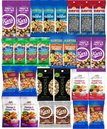 Nuts Snack Packs - Mixed Nuts and Trail Mix Individual Packs - Healthy Snacks Care Package (28 Count)