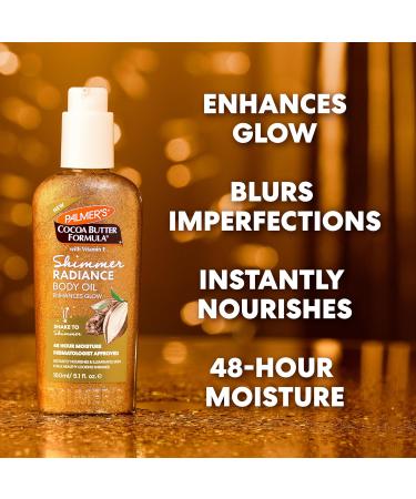 Palmer's Cocoa Butter Formula Shimmer Body Oil with Vitamin E - 5.1 Fl Oz | Radiant Skin Hydrating Oil for Dark Tones & Tans | International Shipping Available - Buy Online on GoSupps.com