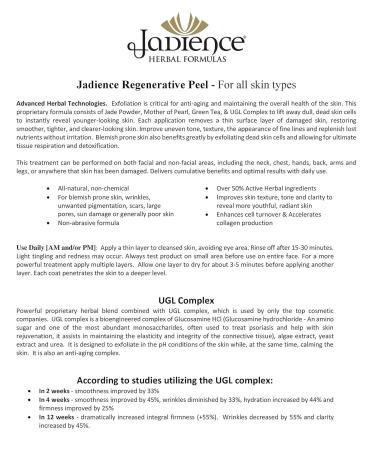 Jadience Regenerative Peel for All Skin Types - Anti-Aging Professional-Grade Instant Results | Jade Pearl & Green Tea - Hypoallergenic | 4oz - Buy Online on GoSupps.com