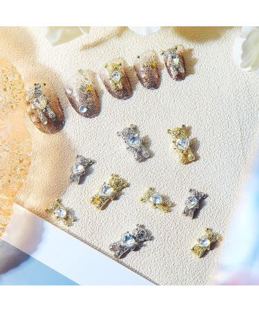 50 Pieces 3D Bear Nail Art Decoration Charms - Crystal Rhinestones for DIY Nail Design - Gold and Silver Options - Buy Online on GoSupps.com