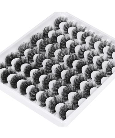 False Eyelashes 24 Pairs Lashes Mink Fluffy 20MM Wispy Faux Mink Eyelashes Thick Volume D Curl Strip Fake Eye Lashes 6 Styles Lashes Multipack A- Fluffy 6 Styles