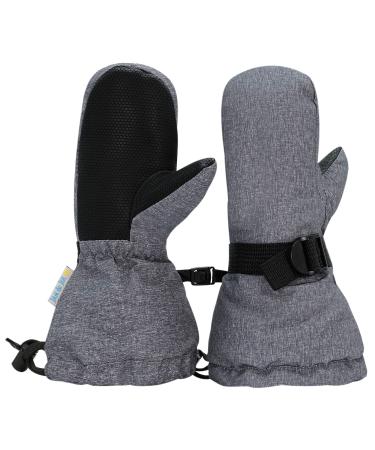 JAN & JUL Waterproof Stay-on Winter Snow and Ski Mittens Fleece-Lined for Baby Toddler Girls and Boys With Thumb: Heather Grey L: 6-8Y (with thumb)