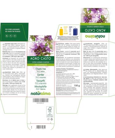 Organic Chaste Tree Fruits NATURALMA | 150 g | 300 500mg Tablets | Vegan Food Supplement - Buy Online on GoSupps.com