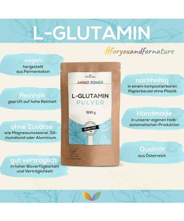 L-Glutamine Powder 500g - 100% Pure Amino Acid | Vegan Sports Supplement | Lab Tested Quality from Austria - Buy Online on GoSupps.com