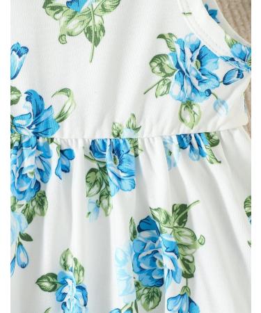 Puseky Toddler Girl Floral Print Dress and Ribbed Cardigan Set - Blue (2-3 Years) - Buy Online on GoSupps.com
