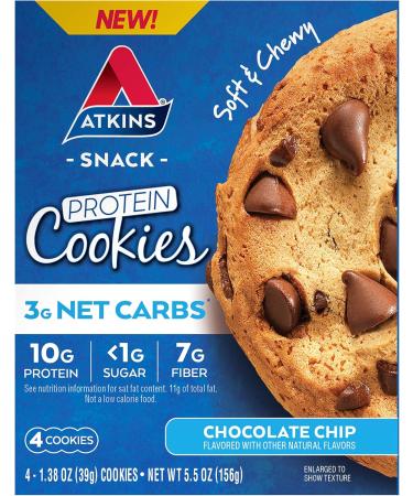 Atkins Protein Shake with 15g Protein 4g Net Carb 1g Sugar & Protein Cookie with 10g Protein 3g Net Carb 1g Sugar Keto Friendly Low Glycemic 4 Count Bundle - Buy Online on GoSupps.com