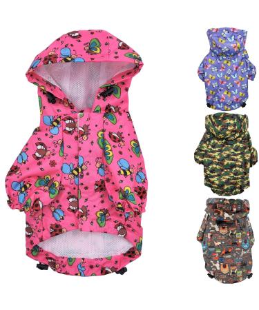 for Small Pet Cat Dog Raincoat Hoodie Coat Waterproof Rain Jacket Rainwear (S: Length - 12", Pink) S: Length - 12" PINK