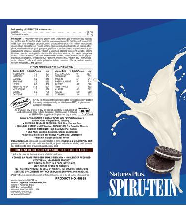 Nature's Plus Spiru-Tein High Protein Meal - Cookies & Cream 2.3 lbs (1050g) | Energy & Nutrition - Buy Online on GoSupps.com