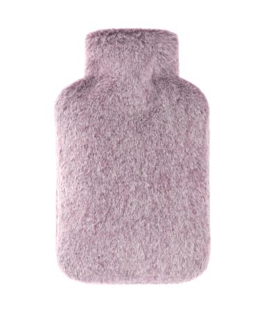 samply Rubber Hot Water Bottle with Luxury Cosy Faux Fur Cover 2L Hot Water Bag for Bed Warmer Pain Relief Pink Light Pink
