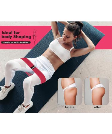 Kanzy Fabric Resistance Bands Set of 3 Exercise Bands for Working Out Non-Slip Booty Bands for Women Workout Bands with Carrying Mesh Bag for Training Squats Legs Butt Thighs and HIPS Glute Bands 15" Red Grey Black - Buy Online on GoSupps.com