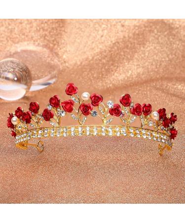 Girl Tiara Red Headband Women Tiaras and Crowns for Women Fake Rose Crown Red Tiara Rose Rhinestone Headband Girls Headbands Rose Rhinestone Crown Bride Crystal Bar Mitzvah - Buy Online on GoSupps.com