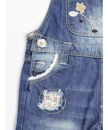 KIDSCOOL SPACE Baby Girls Flower Embroidered Denim Overalls 18-24 Months Blue - Buy Online on GoSupps.com