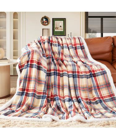 Inhand Sherpa Throw Blanket Plaid Warm Cozy Soft Throw Blankets for Couch Bed Sofa Reversible Fluffy Plush Flannel Fleece Blankets and Throws for Adults Women Men( Brown 50 x 60 ) Brown 50 x 60