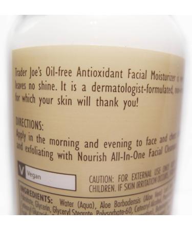 Trader Joe's Nourish Oil-Free Antioxidant Facial Moisturizer 6oz - Hydrating & Protective Formula - Buy Online on GoSupps.com