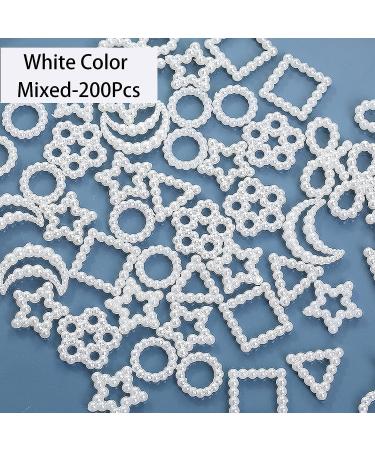 200Pcs 3D White Pearls Nail Charms - Multi Shapes & Sizes Acrylic Charms for Nail DIY & Jewelry - Flower, Heart, Star, Moon, Bowknot, Circle, Triangle, Square - Cute Pearls - Buy Online on GoSupps.com