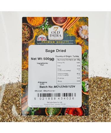 Old India Sage Dried 500g - Premium Quality Herb for Cooking | 500g Pack - Authentic Sage Leaves from Old India | Great for Seasoning and Culinary Uses - Buy Online on GoSupps.com