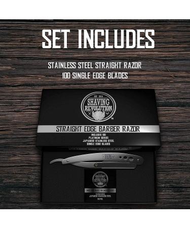 Professional Straight Edge Barber Razor for Men - Close Shaving Straight Blade Razor with 100 Single Edge Blades - Mens Razor Kit - Buy Online on GoSupps.com