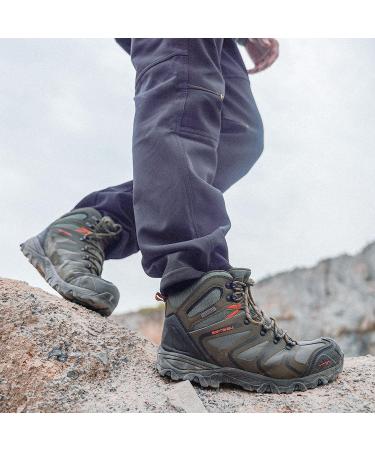 NORTIV 8 Men's Waterproof Hiking Boots - Size 12 Army/Green/Black/Orange - Buy Online on GoSupps.com