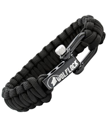 Wolflock Premium Paracord Bracelet for Men - Hand-Braided with Stainless Steel Clasp Black - Buy Online on GoSupps.com