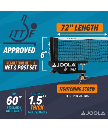 JOOLA WM Professional Table Tennis Net and Post Set - ITTF Tournament Approved | 72in Regulation Ping Pong Net - Buy Online on GoSupps.com