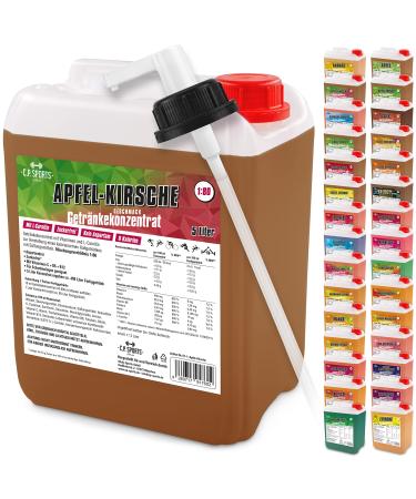 C.P.Sports 5 liters of drinks SIRUP beverage concentrate for approx. 400 liter finished drink vitamins sports drink concentrate different varieties including dosing dispenser with L-carnitine (apple cherry)
