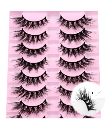 Newcally Cat Eye Lashes L Curl Wispy Long Lashes Extension Fluffy Thick False Eyelashes 3D Dramatic Volume Strip Natural DIY Cluster Lashes Pack (8-18 MM) E - Cat Eye L Curl Lashes