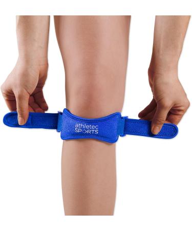 Athletec Sport Patella Knee Strap - Pain Relief & Support for Hiking Soccer Basketball Running - Sizes S/M/L - Blue (One Pair - Buy Online on GoSupps.com