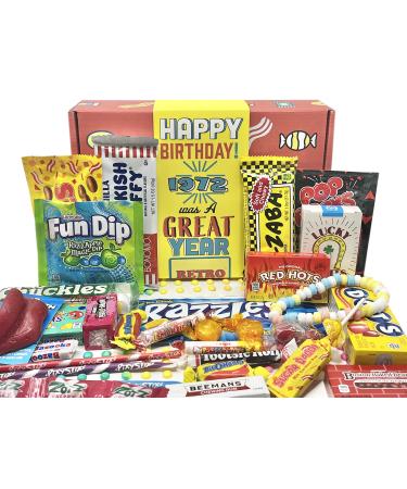 RETRO CANDY YUM  1972 50th Birthday Gift Box of Nostalgic Retro 70s Candy Mix from Childhood for 50 Year Old Man or Woman Born Back in 1972 Jr