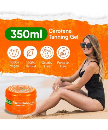 Tanning Accelerator Gel 350ml Carotene Natural Extract Sun Cream & Lotion for All Skin Types Carrot Oil Formula for Even Beautiful Tan SPF 0 - Buy Online on GoSupps.com