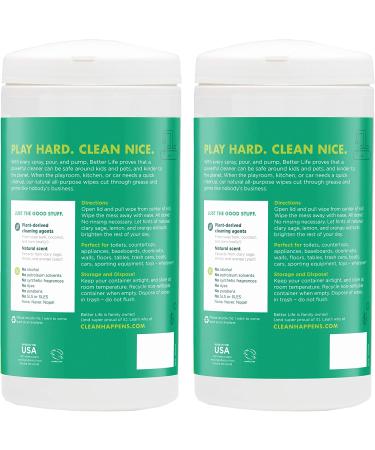 Better Life Natural All-purpose Cleaning Wipes - Clary Sage & Citrus - 70 Count (Pack of 2) - Buy Online on GoSupps.com