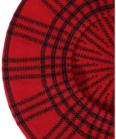 ZLYC Reversible Knitted French Beret Hat for Women - Checkered Red - Buy Online on GoSupps.com