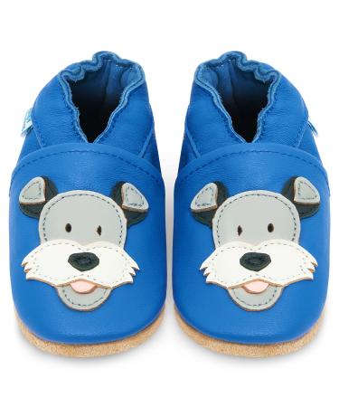 Baby Shoes with Soft Sole - Baby Girl Shoes - Baby Boy Shoes - Leather Toddler Shoes - Baby Walking Shoes 2-3 Years Blue Duky Dog
