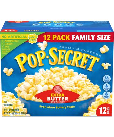 Pop Secret Microwave Popcorn, Extra Butter Flavor, 3.2 Oz Sharing Bags, 12 Ct