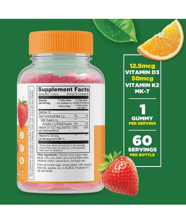 Lifeable Vitamin D3 + K2 Gummy Supplement for Kids - Gluten Free & Vegetarian - Strong Bones Support - 60 Gummies - Buy Online on GoSupps.com
