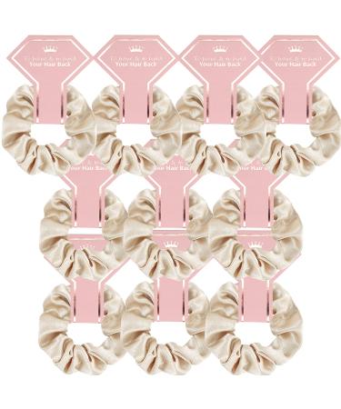 EOLUCC 10 PACK Bridesmaid Scrunchies Proposal Gifts Elastics Hair Ties Bachelorette Party Favors Gift for Bridal Wedding Party(To Have and To Hold Your Back)Beige