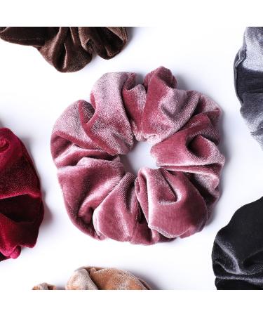 Whaline 6 Big Velvet Hair Scrunchies - Soft Elastic Bands for Women - 6 Dark Colors - Buy Online on GoSupps.com