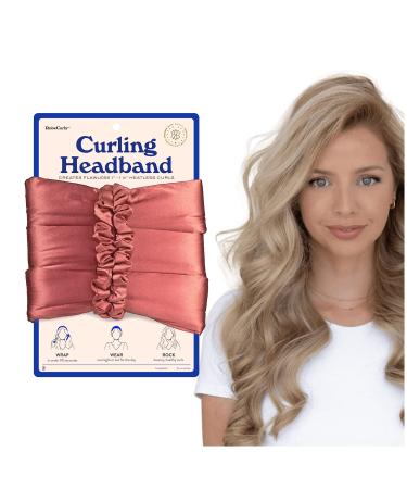 RobeCurls Satin Heatless Hair Curler Set  The Original Curling Headband  Heatless Curling Rod Headband Hair Accessories For Women  Includes 2 Scrunchies (Rose)