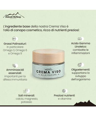  Dolomiti Bio Hemp Hyaluronic Acid and Hemp Face Cream - With Vitamin E 100% Natural & Vegan - 50ml - Buy Online on GoSupps.com