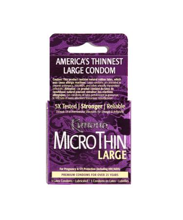 Mayer Laboratories Kimono Microthin Large Condoms, Natural Latex Color, 3 Count Micro Thin Large 3 Count (Pack of 1)