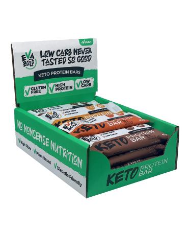 Eva Bold Mixed Keto Bars 12x40g | 2.2g Net Carbs | Salted Caramel Choc Orange & Coffee Mocha | High Protein Bars | Healthy Keto Snacks for Low Carb Gluten Free Vegan Dairy Free & Diabetic Diets
